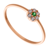 Anillo para niña flor circonias oro rosa 10K