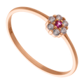 Anillo para niña flor circonias oro rosa 10K