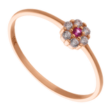 Anillo para niña flor circonias oro rosa 10K