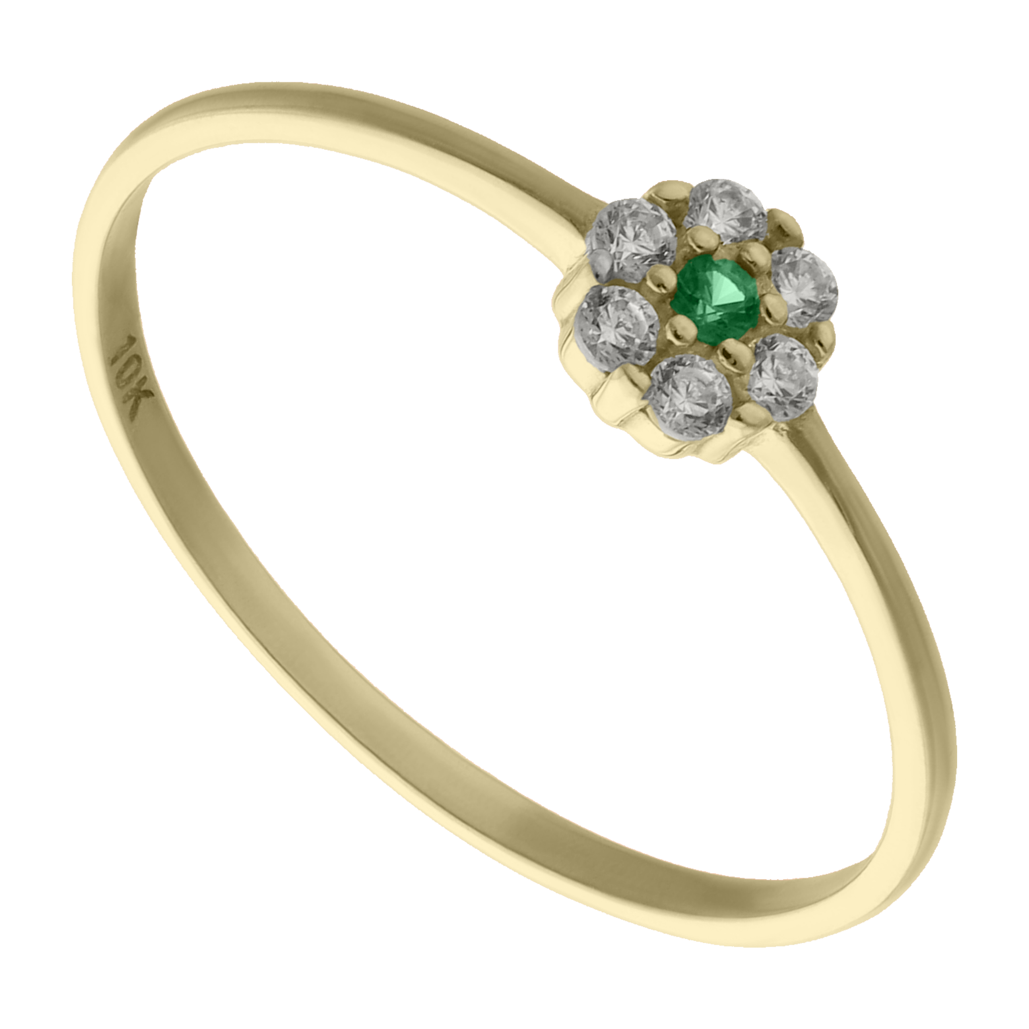 Anillo para niña flor circonias oro amarillo 10K