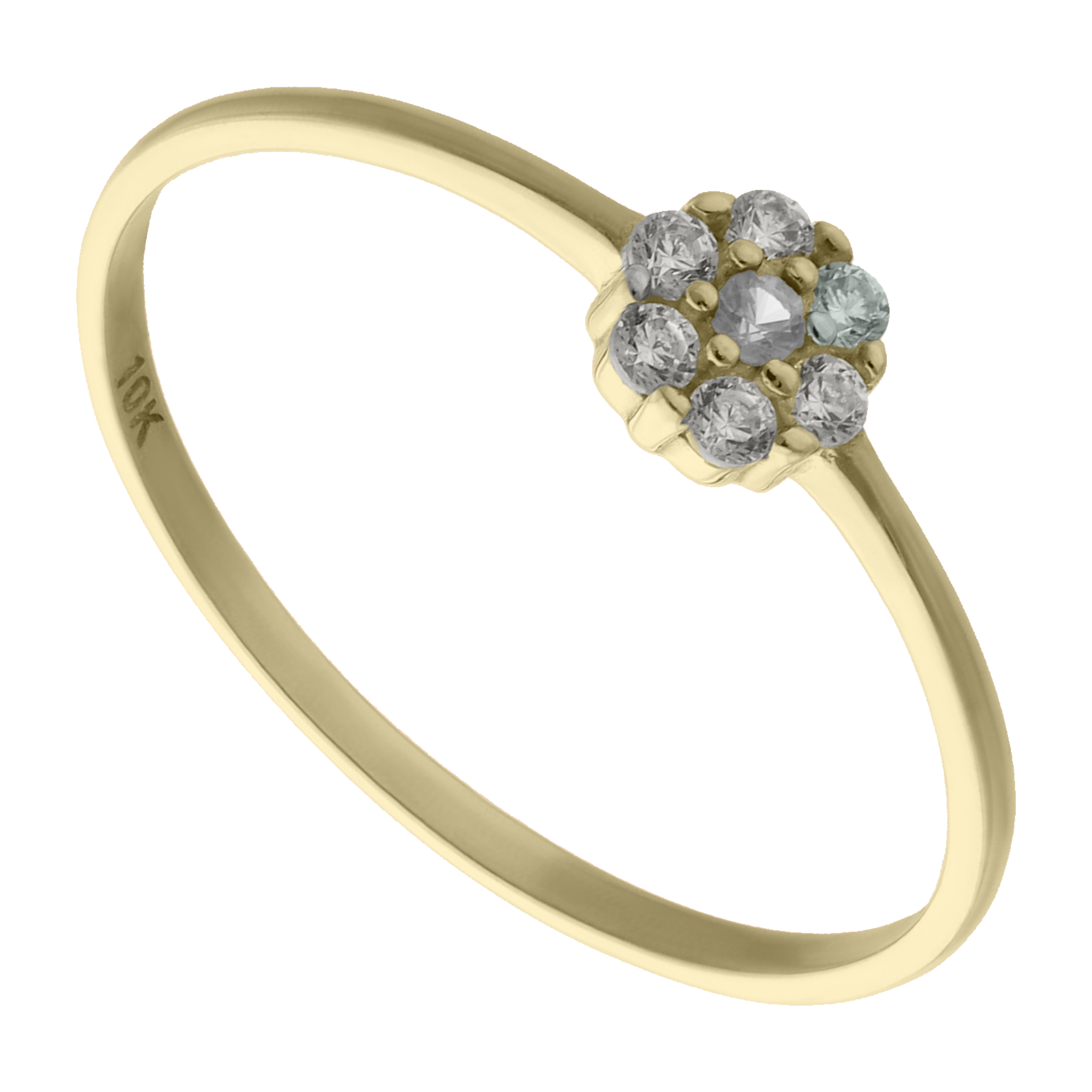 Anillo para niña flor circonias oro amarillo 10K