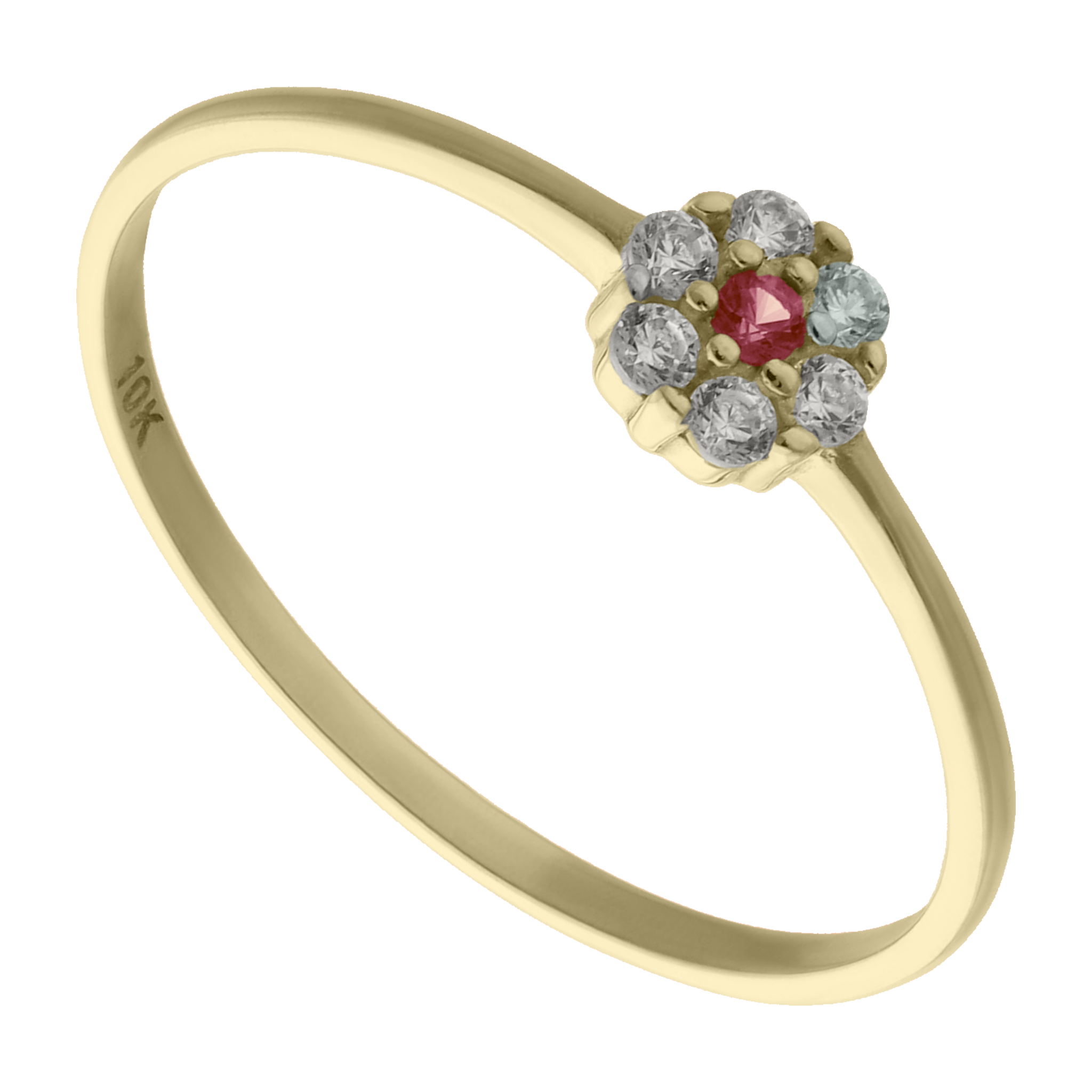 Anillo para niña flor circonias oro amarillo 10K