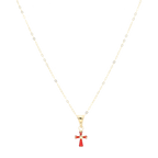 Collar cruz circonias color 10K