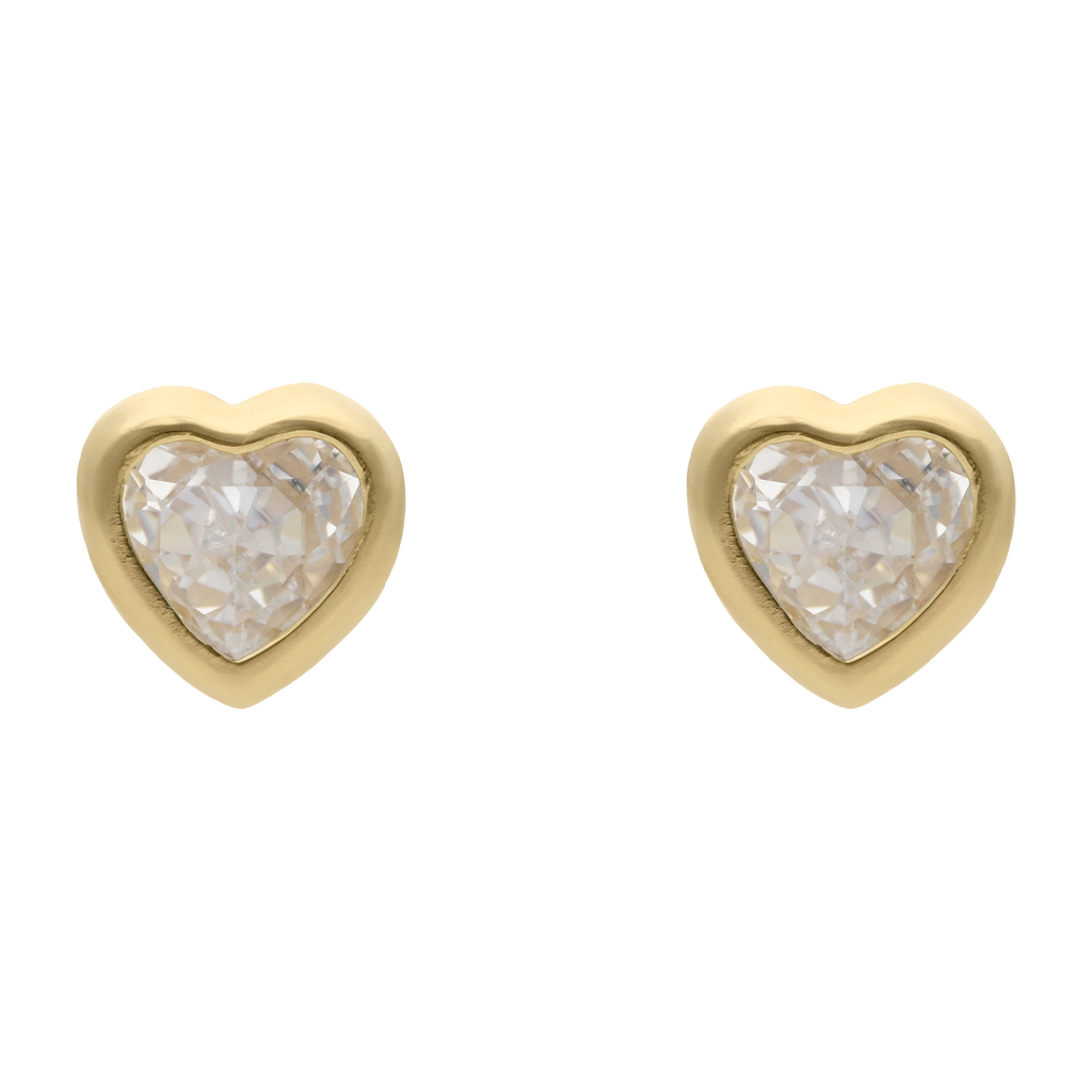 Broquel circonia corazón 10K