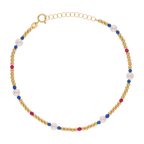 Pulsera perlas colores bolitas oro 14K