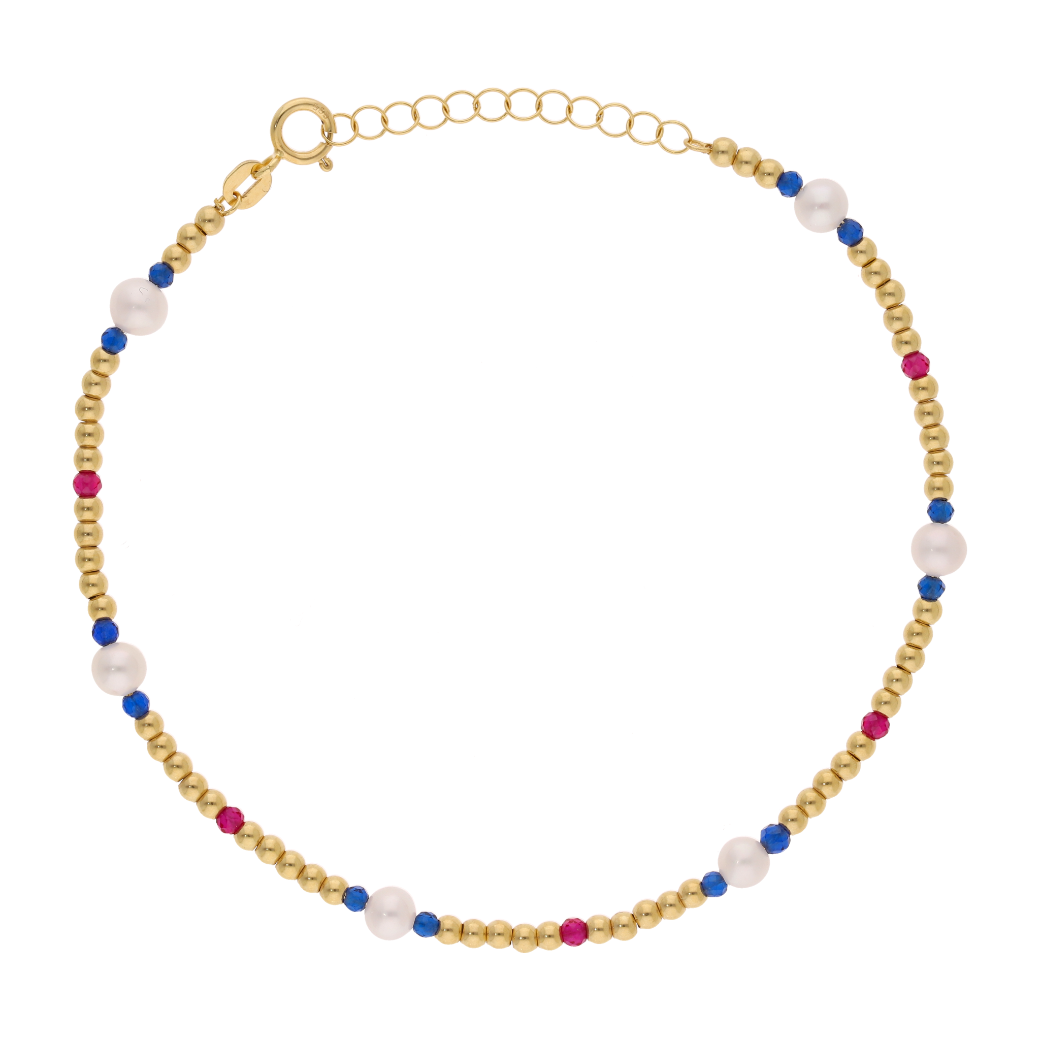 Pulsera perlas colores bolitas oro 14K