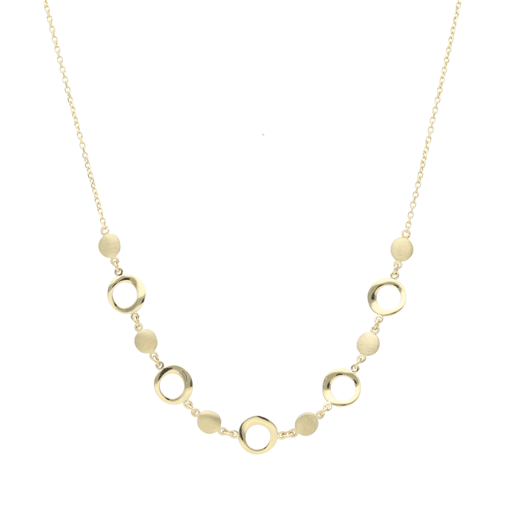 Collar círculos liso y mate 14K