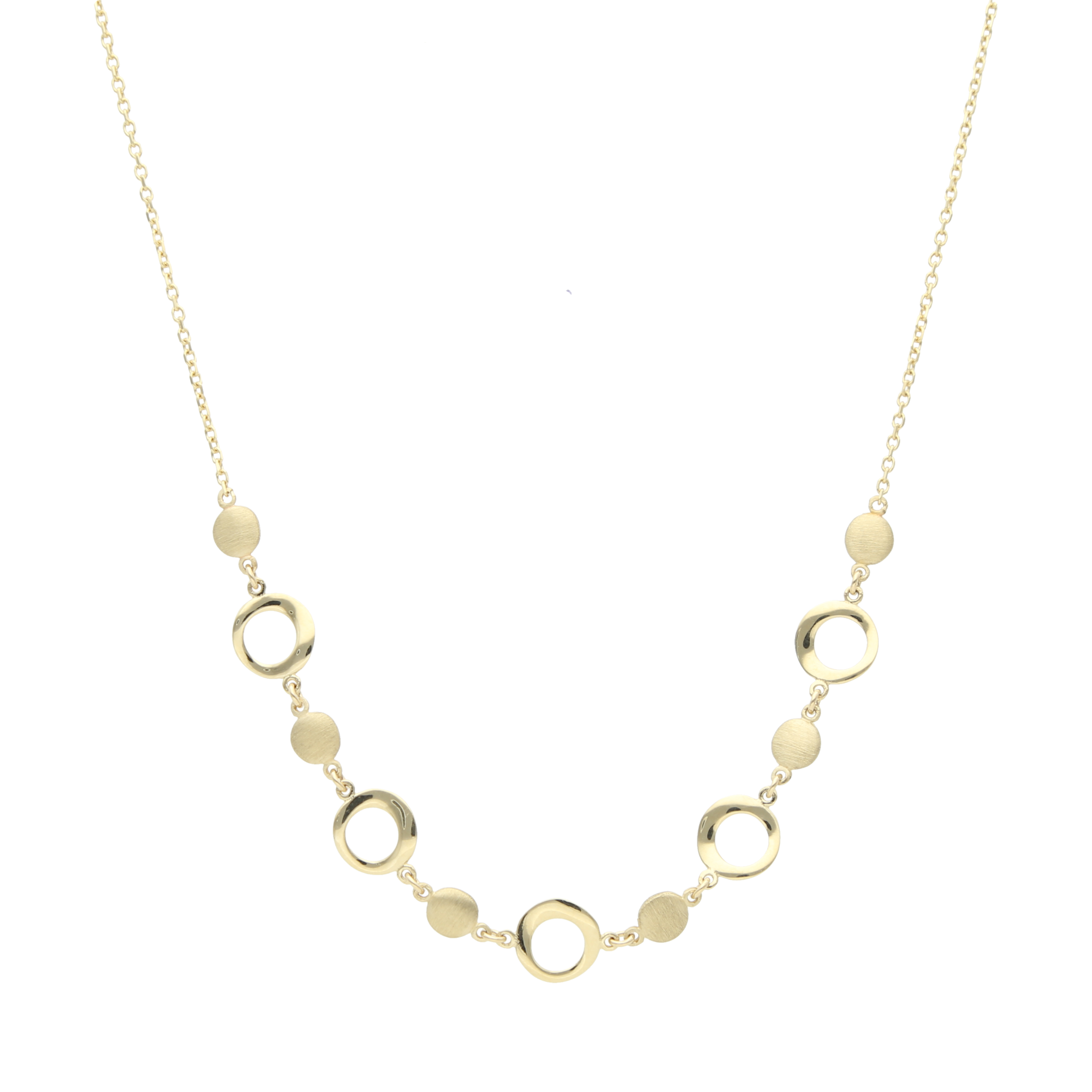 Collar círculos liso y mate 14K