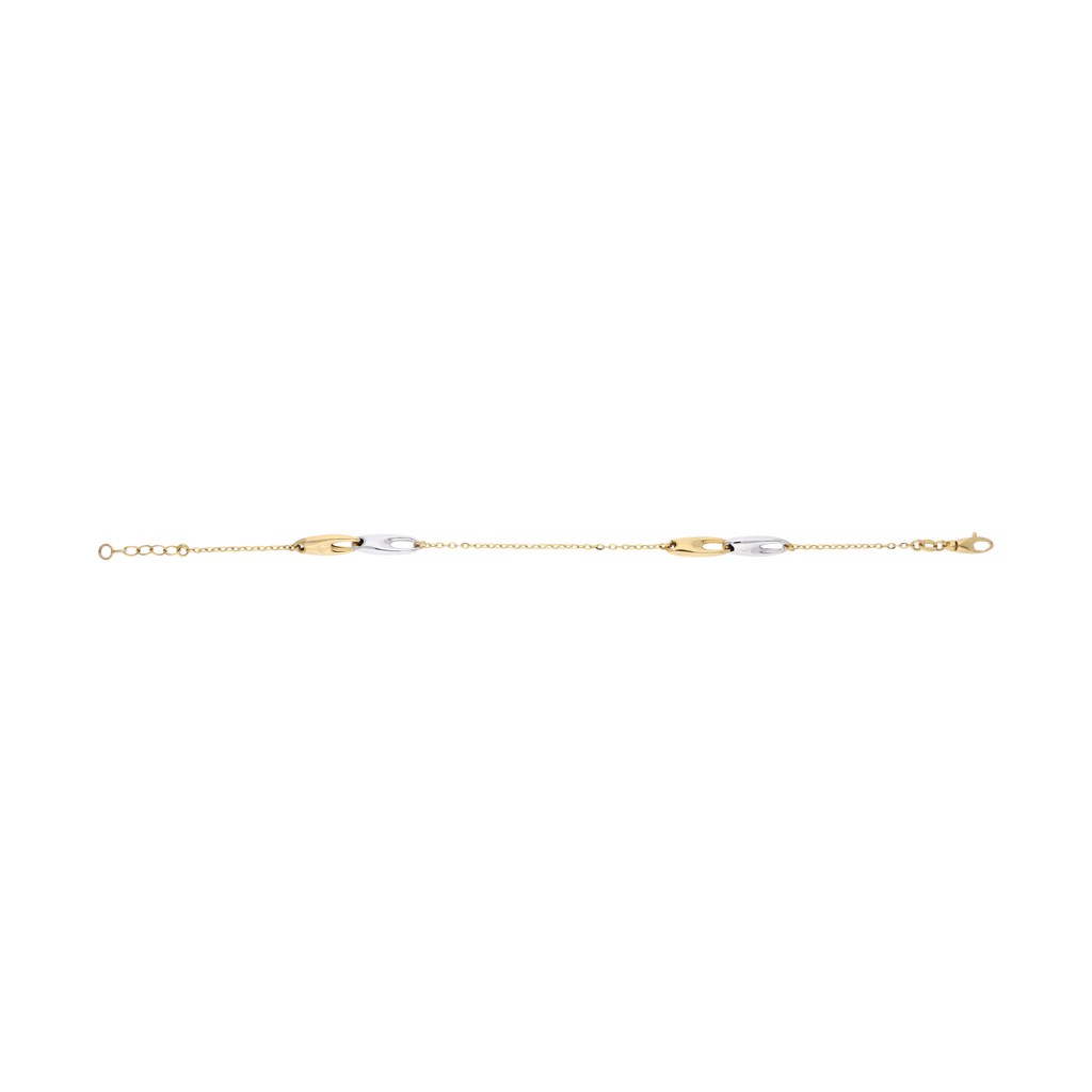 Pulsera bicolor 2 eslabones 14K