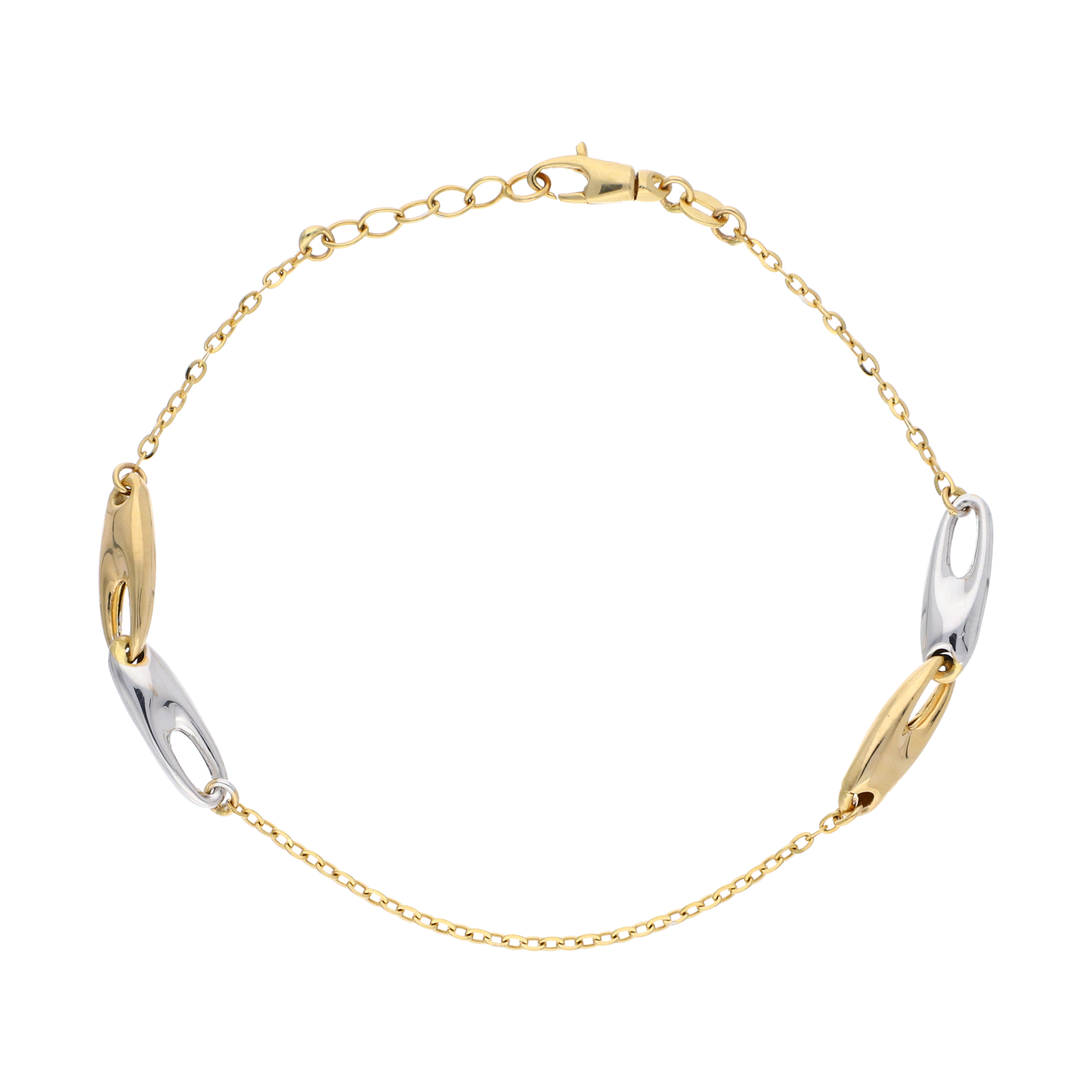 Pulsera bicolor 2 eslabones 14K