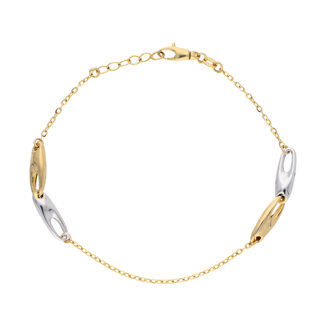 Pulsera bicolor 2 eslabones 14K