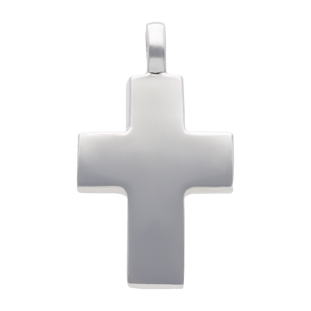 Cruz lisa oro blanco 14K