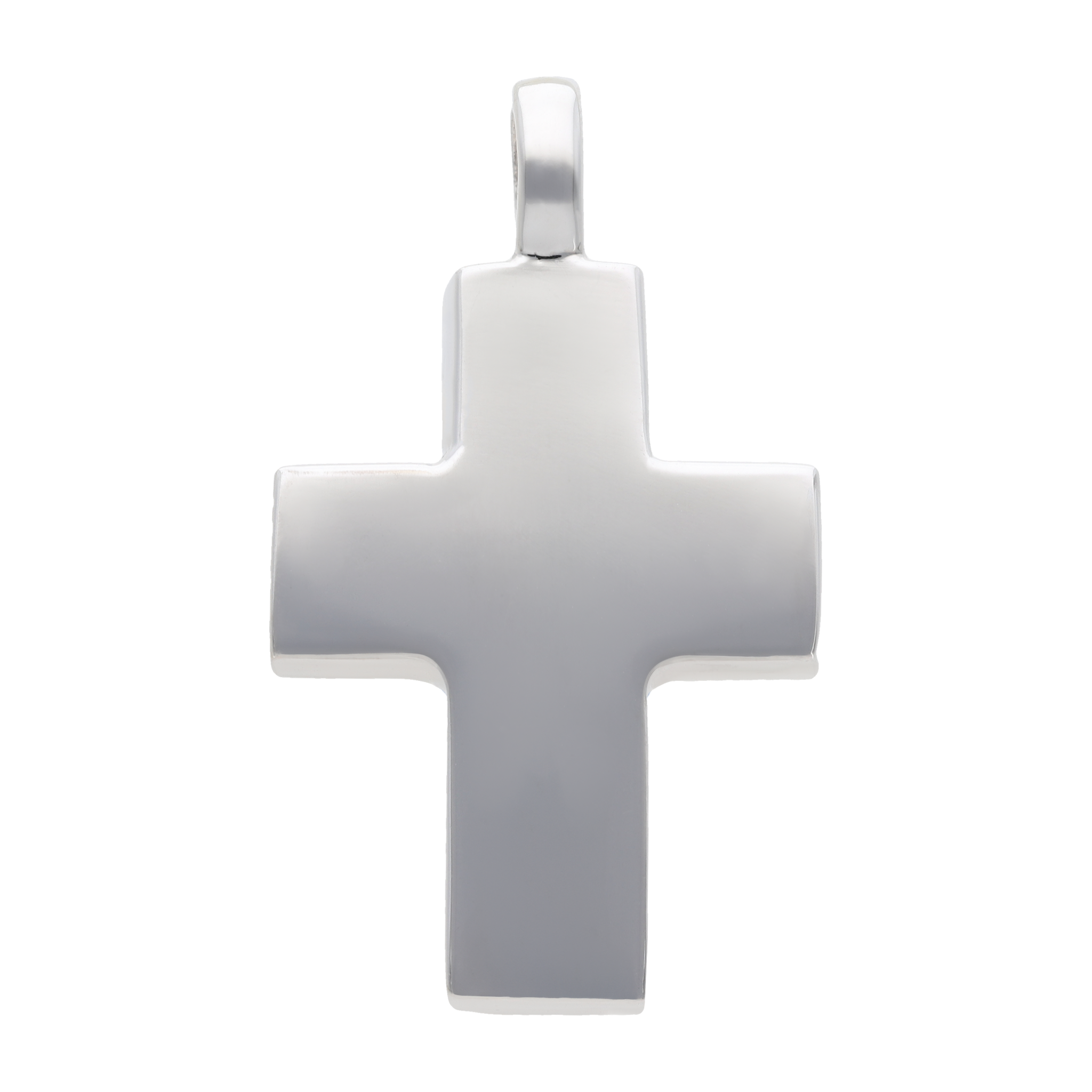 Cruz lisa oro blanco 14K