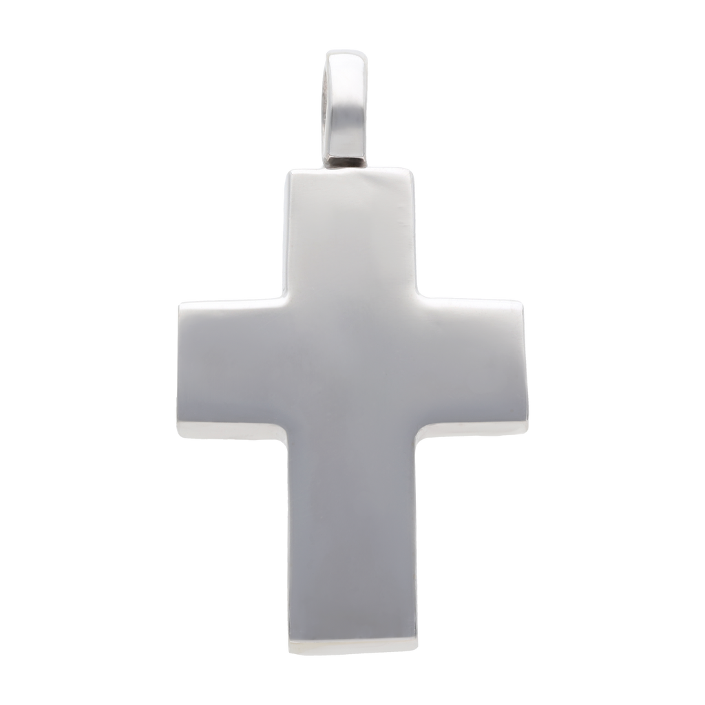 Cruz lisa oro blanco 14K