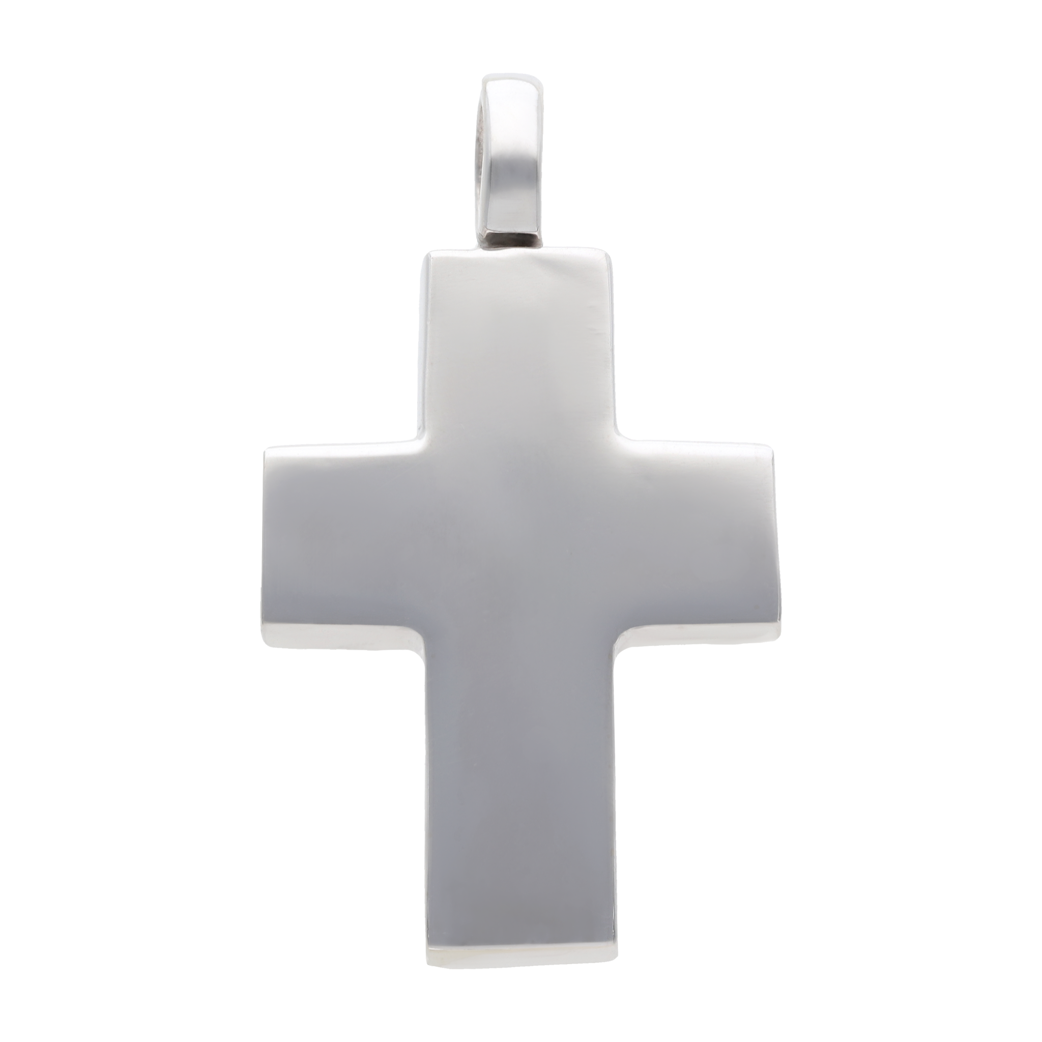 Cruz lisa oro blanco 14K