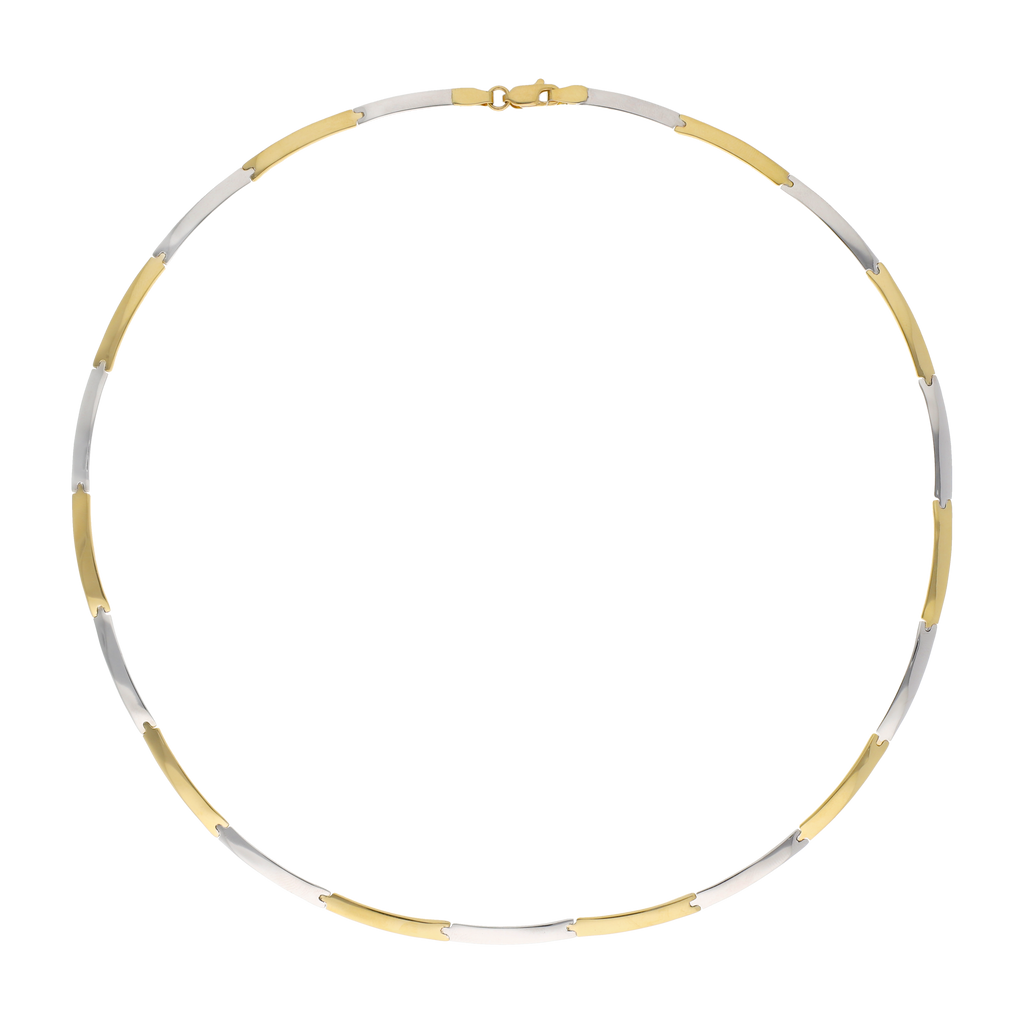 Cadena eslabones lisos bicolor 14K