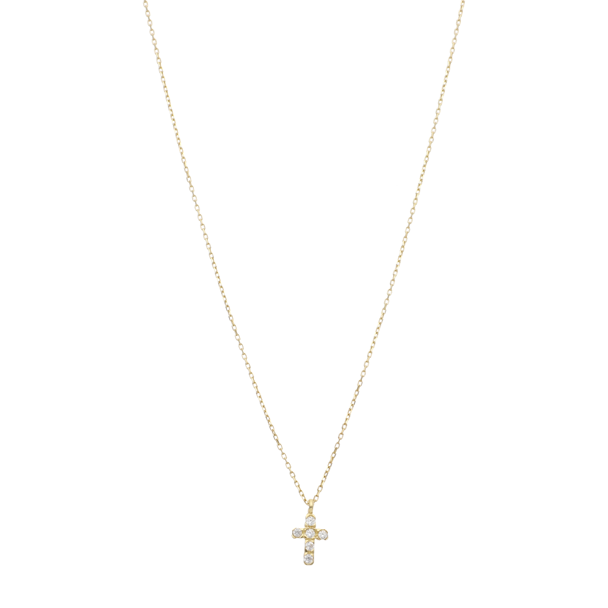 Collar cruz mini circonias 14K