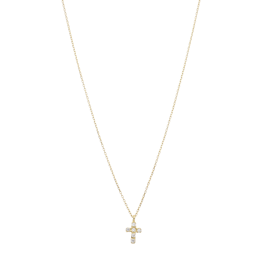Collar cruz mini circonias 14K