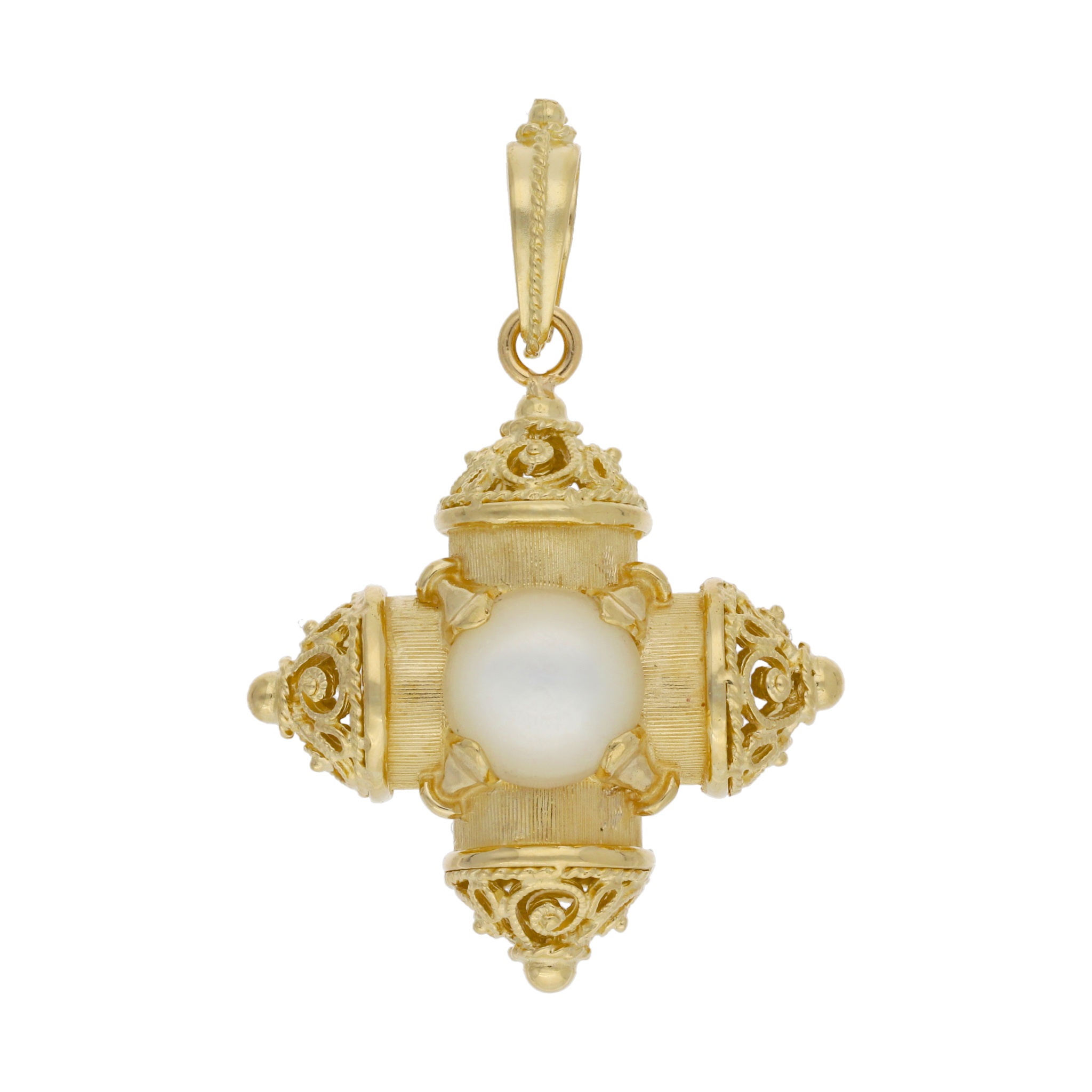 Cruz griega piedra color 14K