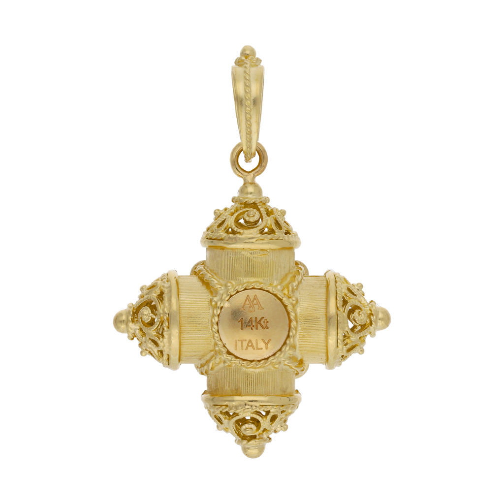 Cruz griega piedra color 14K