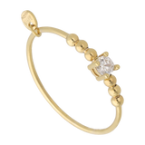 Anillo delgado circonia y bolitas mini 14K