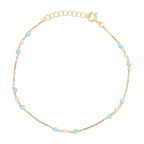 Pulsera perlas mini y turquesa 14K