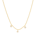 Collar bolitas dijes colgantes circonias 14K
