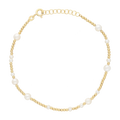 Pulsera perlas blancas y bolitas oro 14K