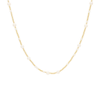 Collar perlas blancas y bolitas oro 14K
