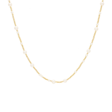 Collar perlas blancas y bolitas oro 14K