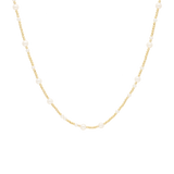 Collar perlas blancas y bolitas oro 14K