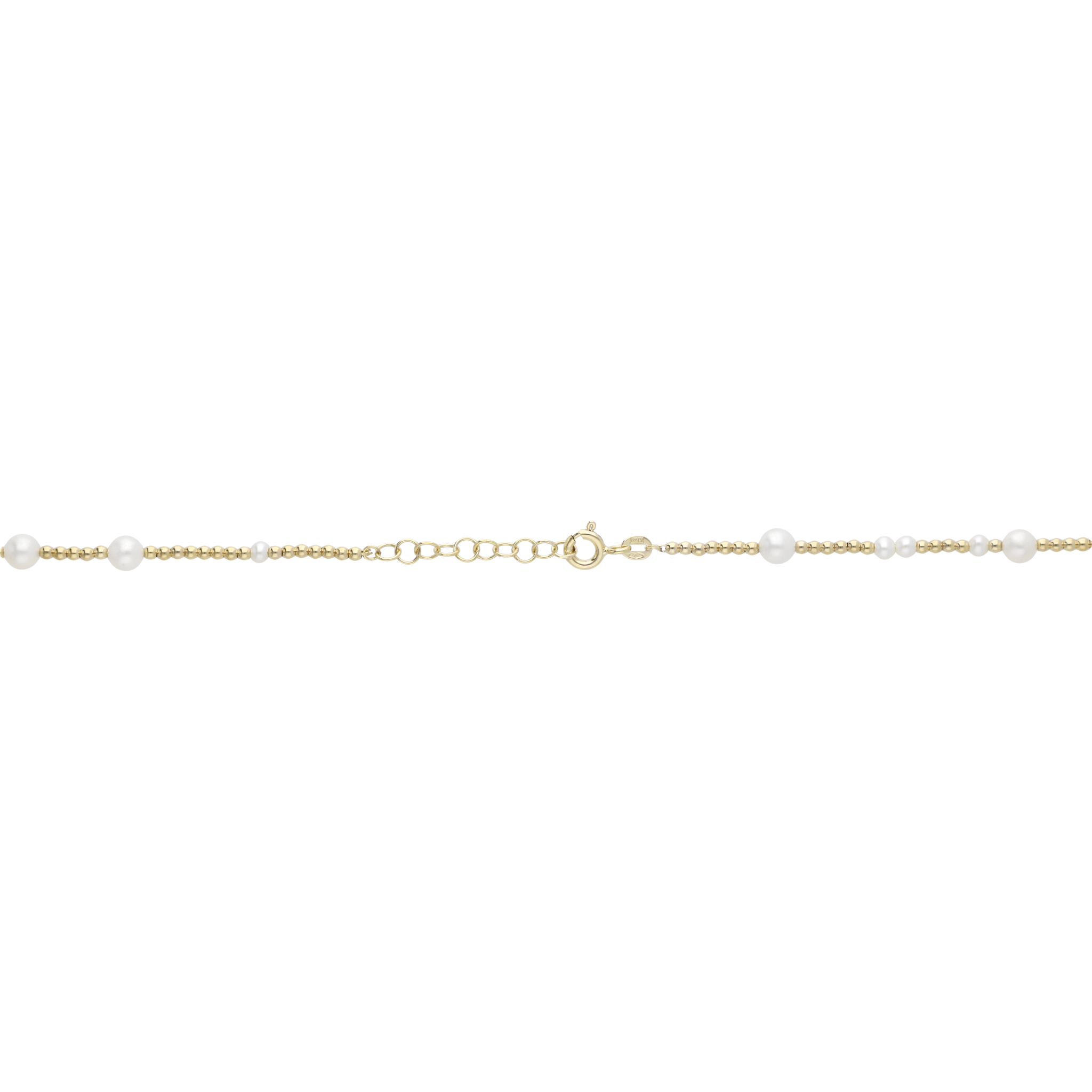 Collar perlas blancas y bolitas oro 14K