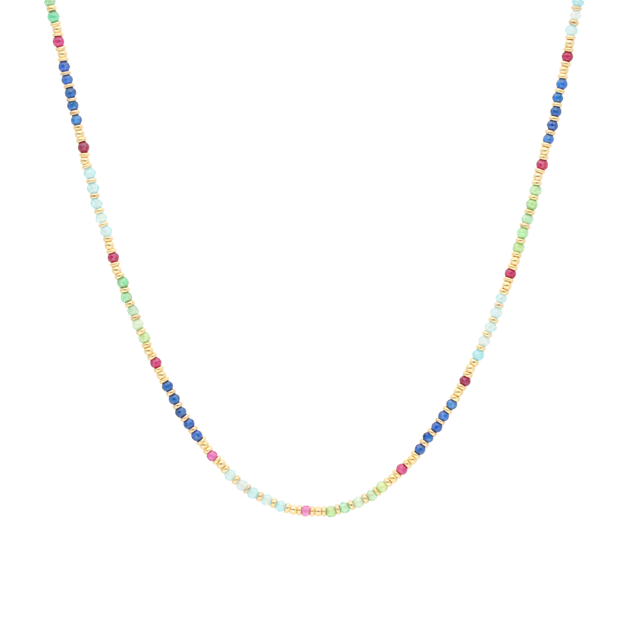 Collar bolitas mini oro y colores 14K