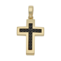 Cruz bisel liso circonias negras 14K