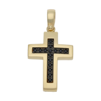 Cruz bisel liso circonias negras 14K