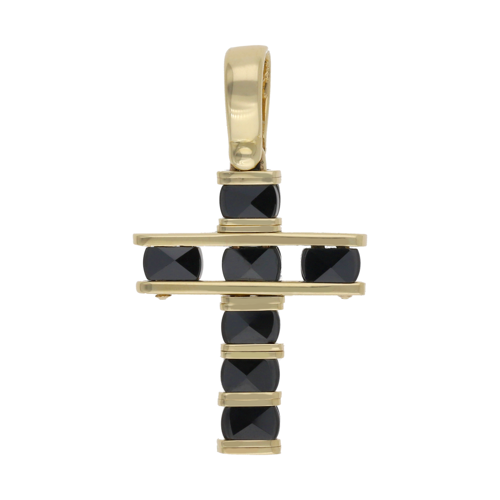 Cruz piedras negras 14K
