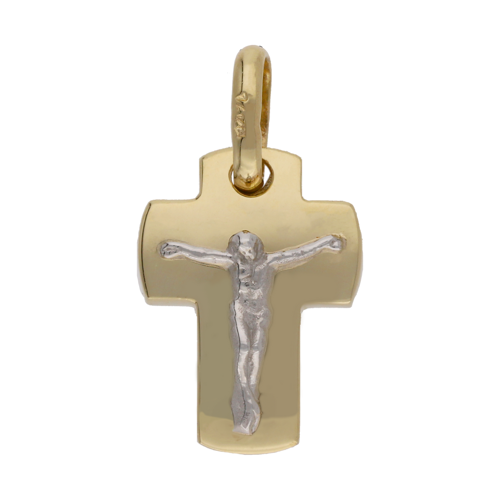 Cruz mini Cristo bicolor 14K