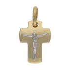 Cruz mini Cristo bicolor 14K