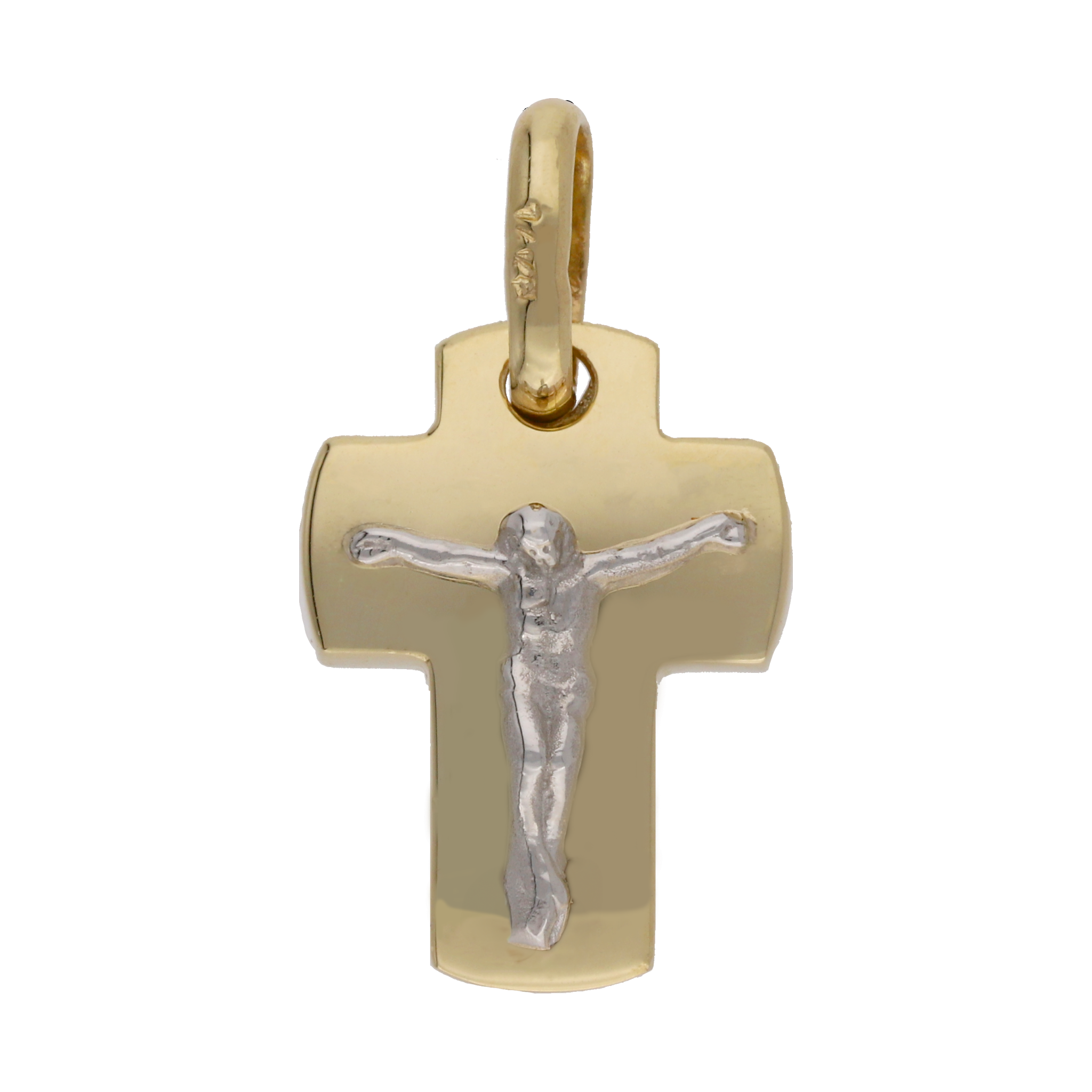 Cruz mini Cristo bicolor 14K