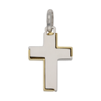 Cruz bicolor lisa y mate 14K
