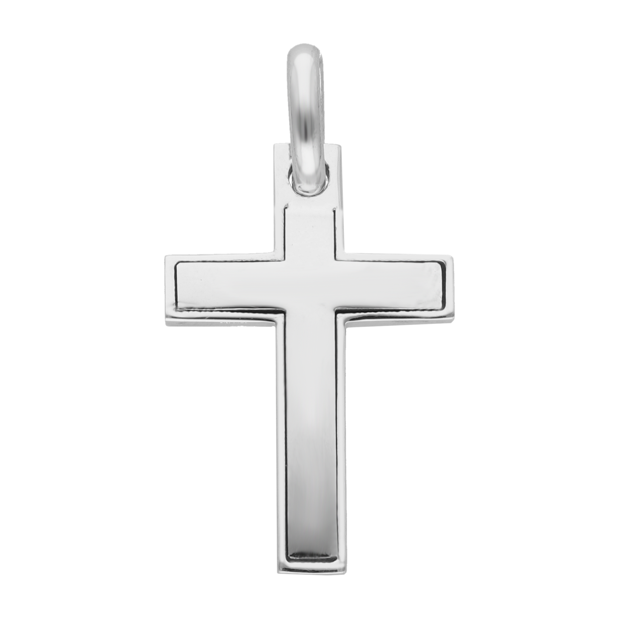 Cruz lisa oro blanco 14K