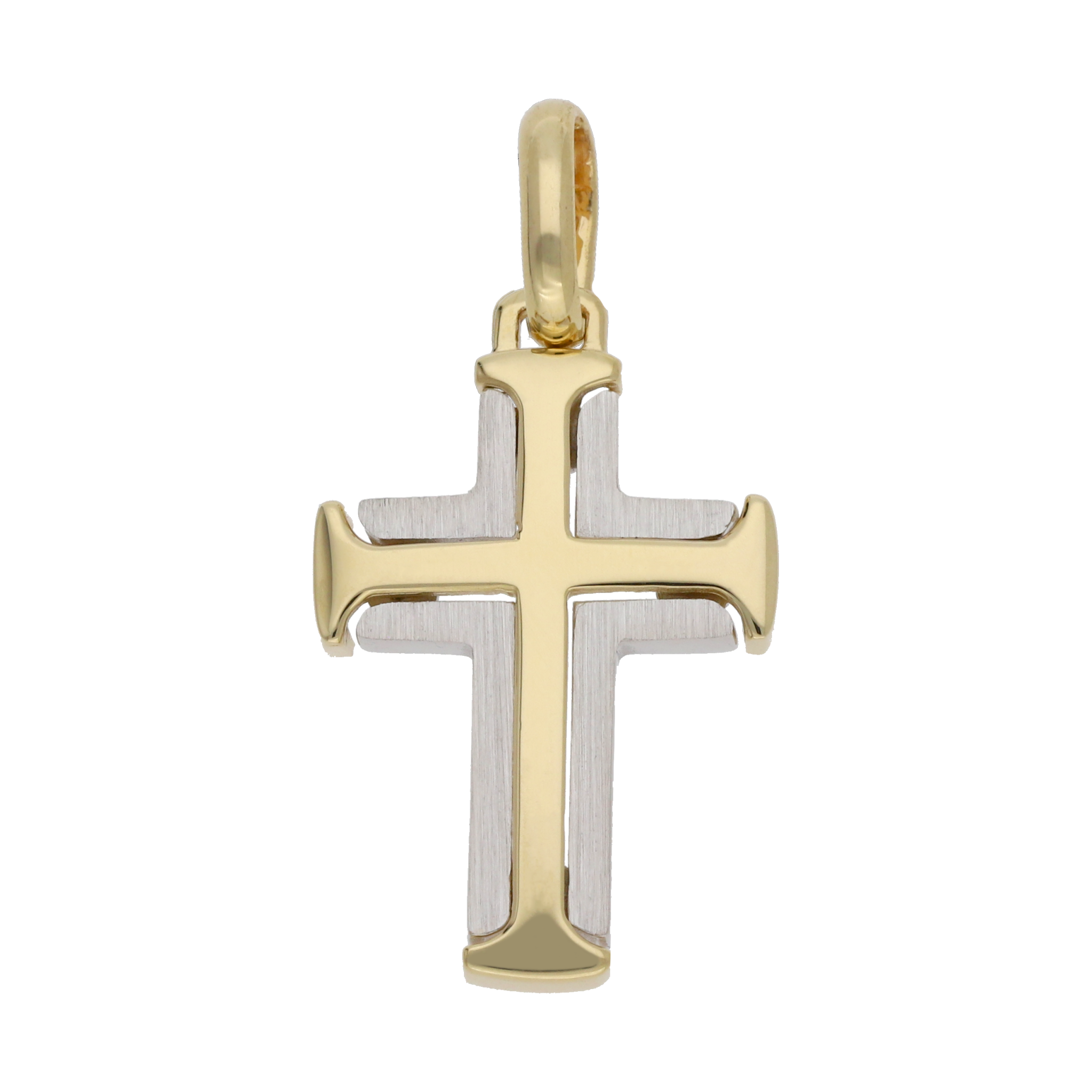 Cruz bicolor lisa y mate 14K