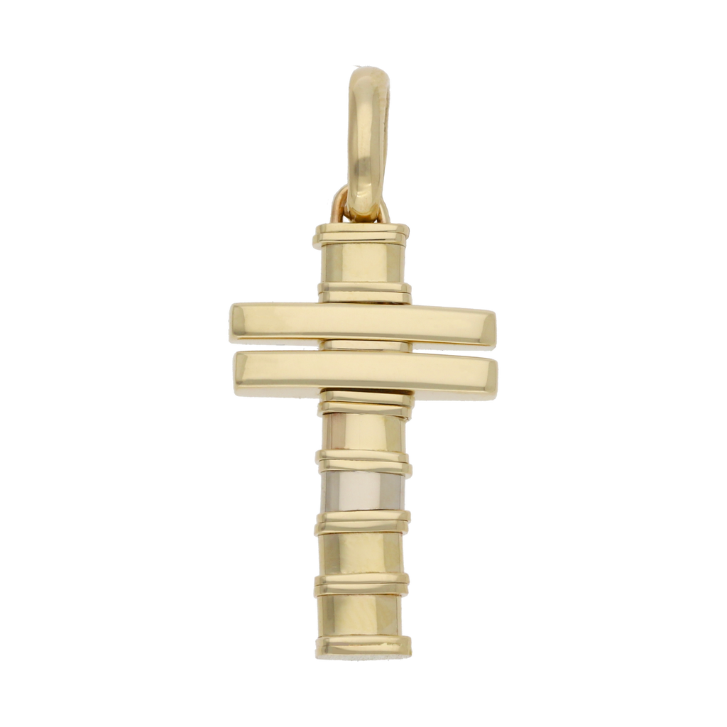 Cruz lisa rayas 14K