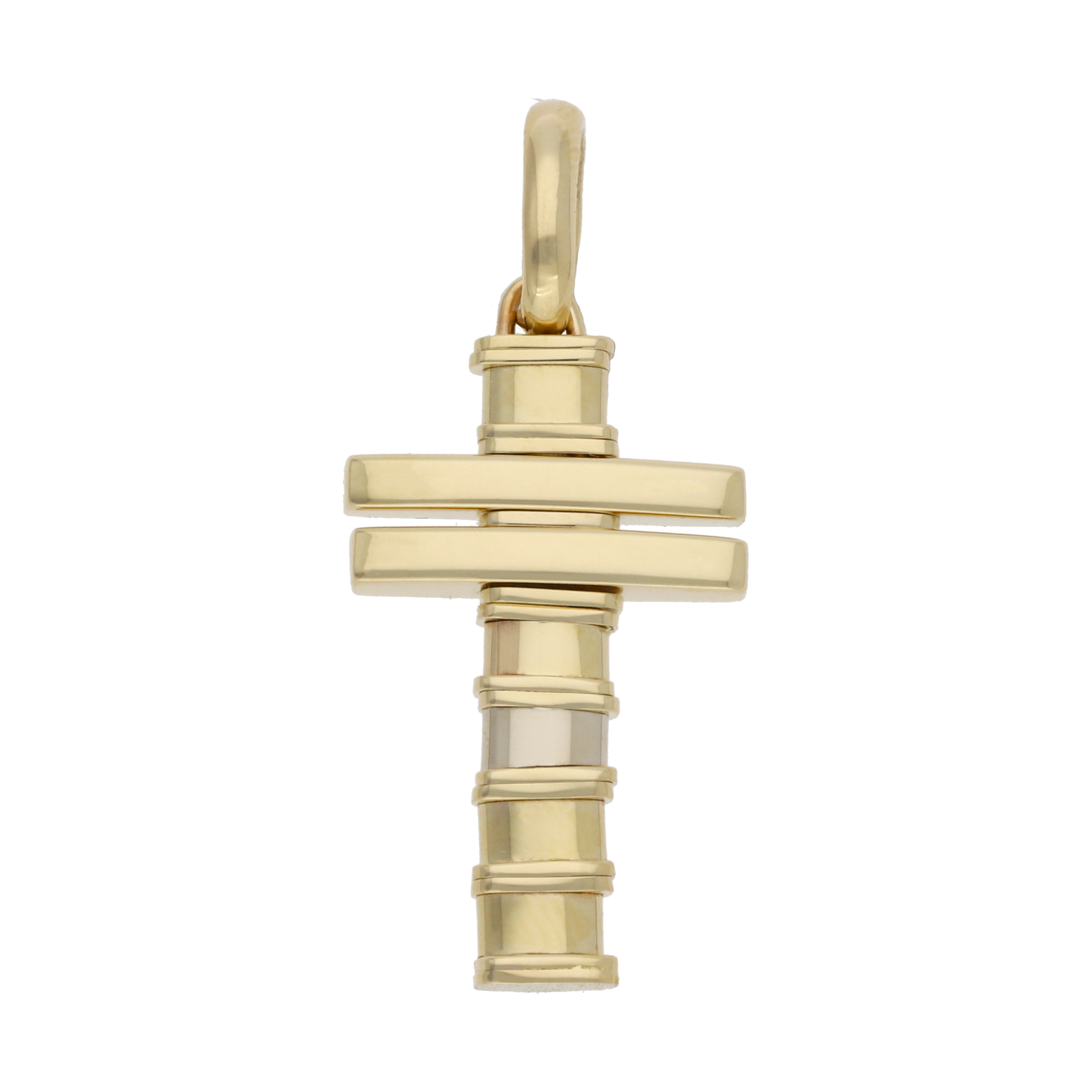 Cruz lisa rayas 14K