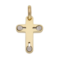 Cruz bicolor lisa y círculos mate 14K