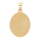 Medalla oval grande Guadalupe bisel liso 14K