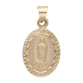 Medalla oval Guadalupe bisel soga 14K