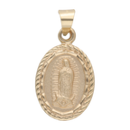 Medalla oval Guadalupe bisel soga 14K