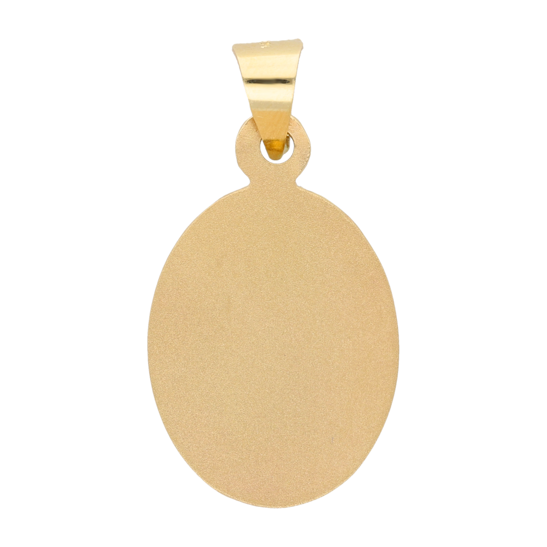 Medalla oval Guadalupe bisel soga 14K