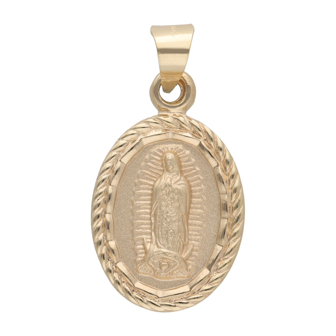 Medalla oval Guadalupe bisel soga 14K